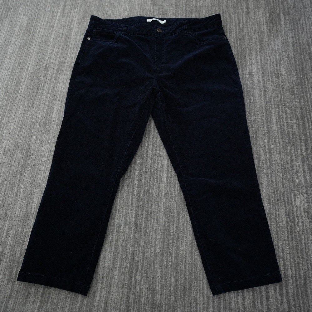Sportscraft‎ Corduroy  Pants Women Dark Blue Straight Leg Size 16 Cropped 36x23